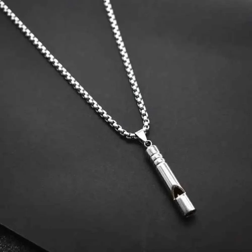 Stainless Steel Whistle Unisex Pendant Necklace